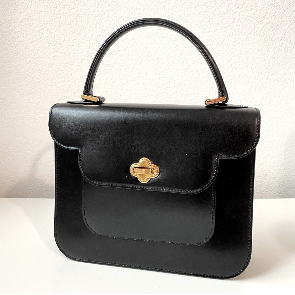 Bally Black Leather Handbag Purse.